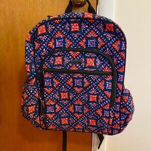 Vera Bradley XL Campus Backpack Red Blue Medallion Mosaic Retired Pattern 2017